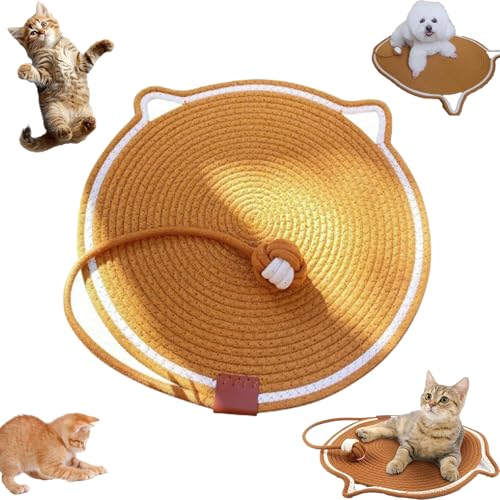 Snrtevu Celery Pets Dual Scratching Pad, Scratch & Play Mat Cat Scratcher Toy, Cat Hemp Rope Cat Scratching Boards, Scratching Mat Cats Non-Slip and Wear-Resistant (Caramel,40×40) von Snrtevu