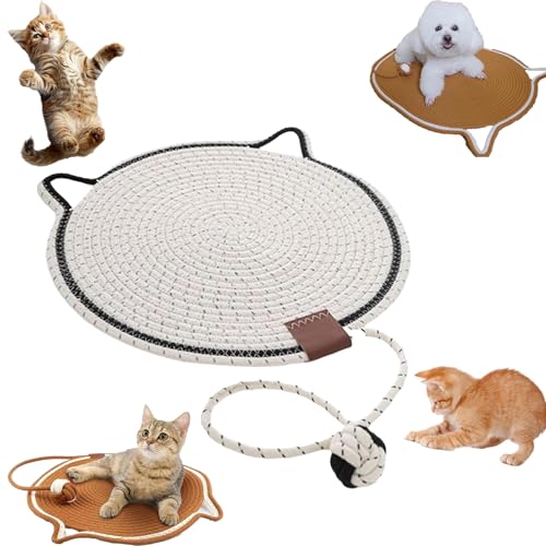 Snrtevu Celery Pets Dual Scratching Pad, Scratch & Play Mat Cat Scratcher Toy, Cat Hemp Rope Cat Scratching Boards, Scratching Mat Cats Non-Slip and Wear-Resistant (Gray,50×50) von Snrtevu