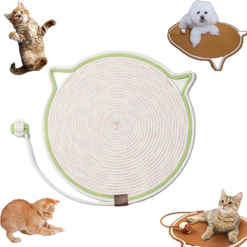 Snrtevu Celery Pets Dual Scratching Pad, Scratch & Play Mat Cat Scratcher Toy, Cat Hemp Rope Cat Scratching Boards, Scratching Mat Cats Non-Slip and Wear-Resistant (Green,40×40) von Snrtevu