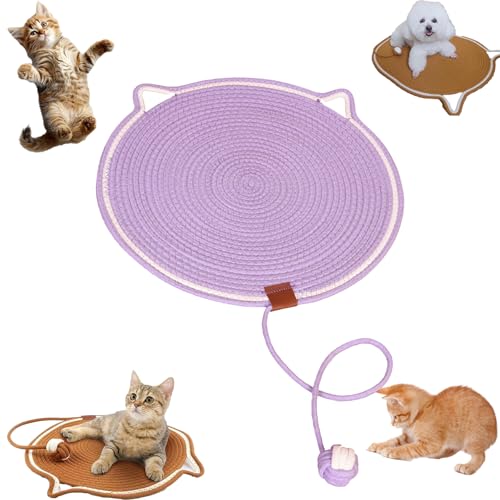 Snrtevu Celery Pets Dual Scratching Pad, Scratch & Play Mat Cat Scratcher Toy, Cat Hemp Rope Cat Scratching Boards, Scratching Mat Cats Non-Slip and Wear-Resistant (Purple,40×40) von Snrtevu