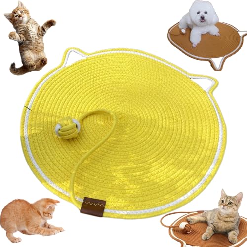 Snrtevu Celery Pets Dual Scratching Pad, Scratch & Play Mat Cat Scratcher Toy, Cat Hemp Rope Cat Scratching Boards, Scratching Mat Cats Non-Slip and Wear-Resistant (Yellow,40×40) von Snrtevu