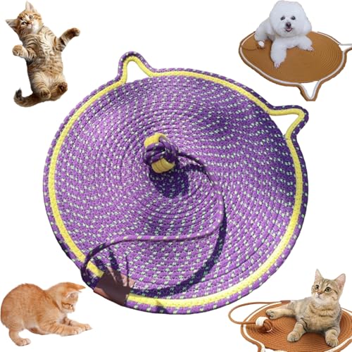 Snrtevu Celery Pets Dual Scratching Pad, Scratch & Play Mat Cat Scratcher Toy, Cat Hemp Rope Cat Scratching Boards, Scratching Mat Cats Non-Slip and Wear-Resistant (Yellow-Purple,40×40) von Snrtevu