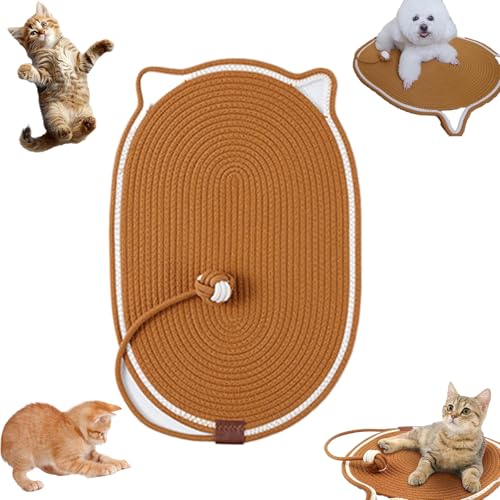 Snrtevu Celery Pets Dual Scratching Pad, Scratch & Play Mat Cat Scratcher Toy, Cat Hemp Rope Cat Scratching Boards, Scratching Mat Cats Non-Slip and Wear-Resistant (oval-Caramel,40×60) von Snrtevu