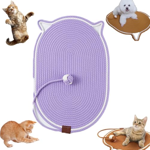 Snrtevu Celery Pets Dual Scratching Pad, Scratch & Play Mat Cat Scratcher Toy, Cat Hemp Rope Cat Scratching Boards, Scratching Mat Cats Non-Slip and Wear-Resistant (oval-Purple,40×60) von Snrtevu