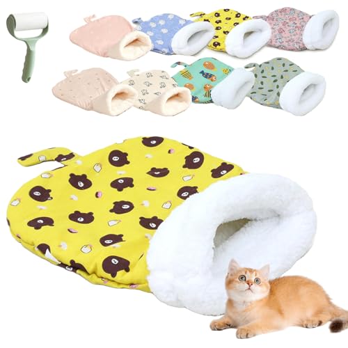 Snrtevu Cozy Pet Nest for Small Cats and Dogs, Cat Sleeping Bag, Cat Winter Sleeping Bag, Cartoon Pocket Cat Nest Bag, 360°Wrap Comfortable Pet Snuggle Sack Warm and Cozy (Style-7) von Snrtevu