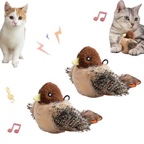 Snrtevu Flappy Bird Cat Toy, Simulated Chirping Bird, Cat Toy Bird, Chirping Bird Cat, Chirping Bird Cat Toy for Indoor Cat Exercises, Squeaky Cat Toy Sounds and Striking Movements (2PCS 1) von Snrtevu