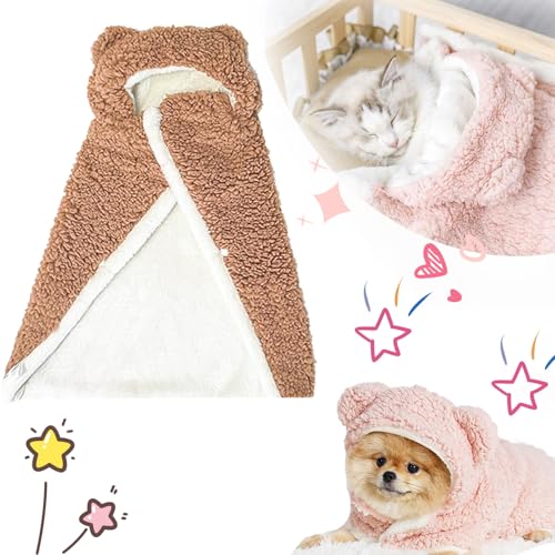 Snrtevu Hundeumhang-Decke für kleine Hunde, Pet Cape Blanket, Dog Cape Blanket, Cape Blanket for Dogs, Thickened Poncho Blanket for Small Medium Dogs (Brown,L) von Snrtevu