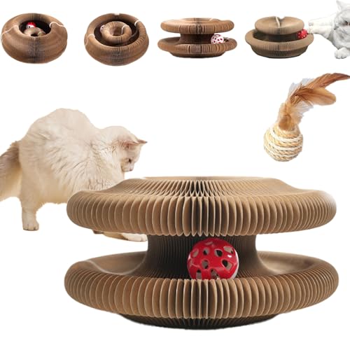 Snrtevu Katzenliebling Katzenwirbel, Katzen Wirbel, Cat Sling Toy, Katzenspielzeug, Foldable Cat Scratching Board with Balls, Organ Cat Scratching Board for Grinding Reversible (1PC) von Snrtevu