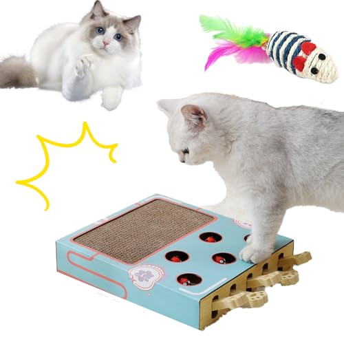 Snrtevu Miaofairy Cat Toy, Whack a Mole Cat Toy, Cat Whack a Mole Toy, Whack-a-Mole 3-in-1 Cat Scratcher and Toy, Katze Whack einen Maulwurf (STYLE1) von Snrtevu