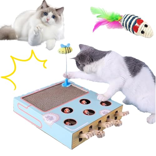 Snrtevu Miaofairy Cat Toy, Whack a Mole Cat Toy, Cat Whack a Mole Toy, Whack-a-Mole 3-in-1 Cat Scratcher and Toy, Katze Whack einen Maulwurf (STYLE2) von Snrtevu