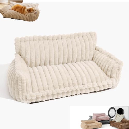 Snrtevu Orthopädische Hundesofabett, Flauschiges Orthopädisches Weiches Hundekissen Hundesofabett,Hundekissen Hundesofabett,Hygge-inspiriertes Hundesofabett,Ideal für alle Hunde (Weiß,L) von Snrtevu