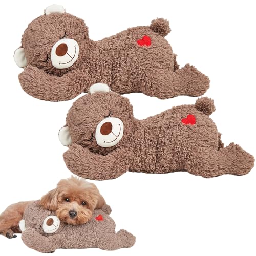 Snrtevu Pfotenmond Kuschelbärchen, Pfotenmond -Kuscheltier Für Hunde, Plüschtier Mit Herzschlag Für Hunde, Kuschelbärchen Welpenspielzeug Zum Schlafen, Ausruhen, Spielen Und Trainieren (2PCS) von Snrtevu