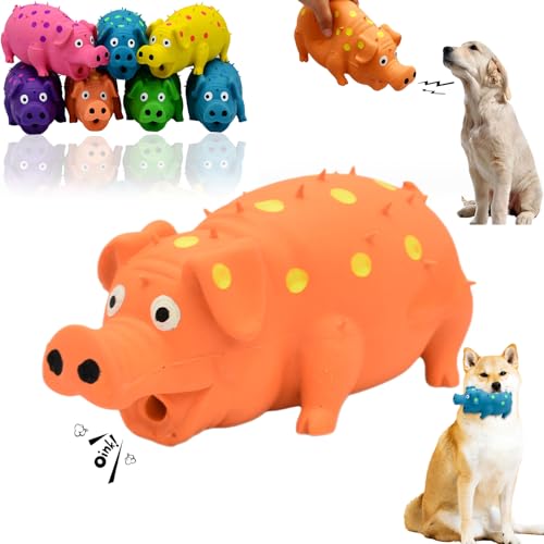 Snrtevu Tierbedarf-Plus Quietsch-Spaß Schweinchen - Hundespielzeug, Spotted Pig Sound Spielzeug, Hund Quietschende Schwein Spielzeug, Latex Schwein Hund Chew Spielzeug (1PC ORANGE) von Snrtevu