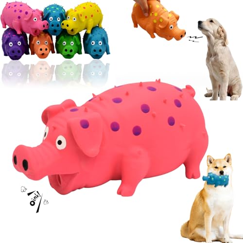 Snrtevu Tierbedarf-Plus Quietsch-Spaß Schweinchen Hundespielzeug, Spotted Pig Sound Spielzeug, Hund Quietschende Schwein Spielzeug, Latex Schwein Hund Chew Spielzeug (1PC RED) von Snrtevu