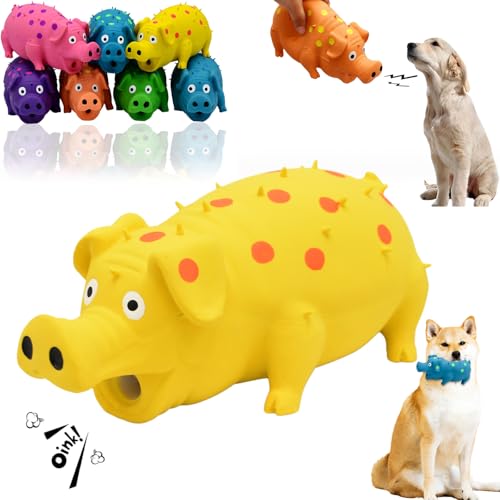 Snrtevu Tierbedarf-Plus Quietsch-Spaß Schweinchen - Hundespielzeug, Spotted Pig Sound Spielzeug, Hund Quietschende Schwein Spielzeug, Latex Schwein Hund Chew Spielzeug (1PC Yellow) von Snrtevu