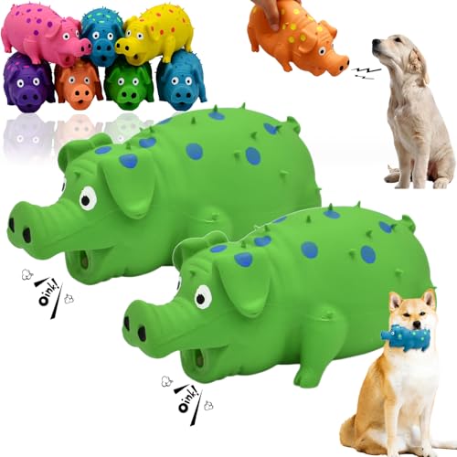 Snrtevu Tierbedarf-Plus Quietsch-Spaß Schweinchen - Hundespielzeug, Spotted Pig Sound Spielzeug, Hund Quietschende Schwein Spielzeug, Latex Schwein Hund Chew Spielzeug (2PCS-Green) von Snrtevu