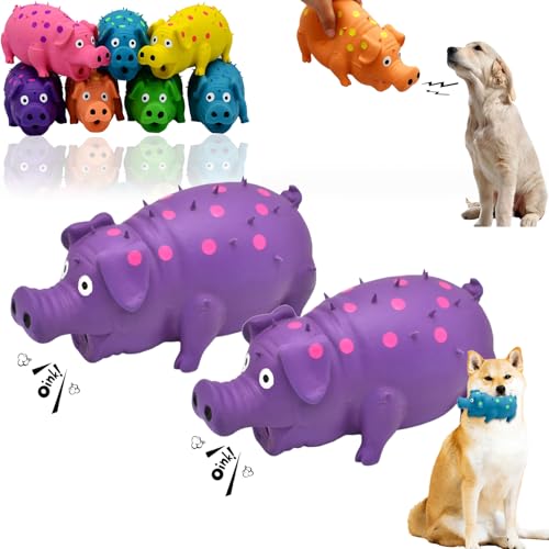 Snrtevu Tierbedarf-Plus Quietsch-Spaß Schweinchen - Hundespielzeug, Spotted Pig Sound Spielzeug, Hund Quietschende Schwein Spielzeug, Latex Schwein Hund Chew Spielzeug (2PCS-Purple) von Snrtevu