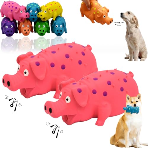 Snrtevu Tierbedarf-Plus Quietsch-Spaß Schweinchen Hundespielzeug, Spotted Pig Sound Spielzeug, Hund Quietschende Schwein Spielzeug, Latex Schwein Hund Chew Spielzeug (2PCS-RED) von Snrtevu