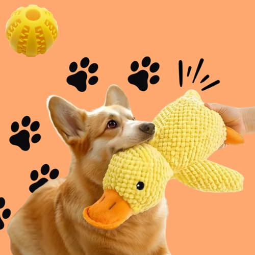 Snrtevu Tiertreu Die Kuschelente Gegen Stress & Angststörungen, Anti Stress Ente Hund, Antistressente Für Kleine Hunde, Quietschspielzeug Hund Kuscheltier, Ente Kuscheltier (1PC,L) von Snrtevu