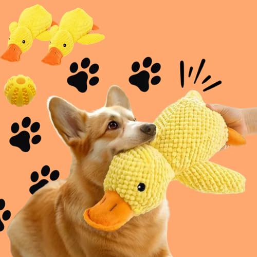 Snrtevu Tiertreu Die Kuschelente Gegen Stress & Angststörungen, Anti Stress Ente Hund, Antistressente Für Kleine Hunde, Quietschspielzeug Hund Kuscheltier, Ente Kuscheltier (2PCS,L) von Snrtevu