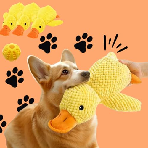 Snrtevu Tiertreu Die Kuschelente Gegen Stress & Angststörungen, Anti Stress Ente Hund, Antistressente Für Kleine Hunde, Quietschspielzeug Hund Kuscheltier, Ente Kuscheltier (3PCS,L) von Snrtevu