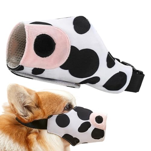 Dog Muzzle for Large Dogs | Cute Canvas Dog Muzzle, Cow Print Dog Muzzle, 360-Degree Full Coverage Dog Muzzle, Protective Cover for Dogs, Adjustable Dog Muzzle for Puppies, Large Dog Muzzle with Cow P von Snsengg