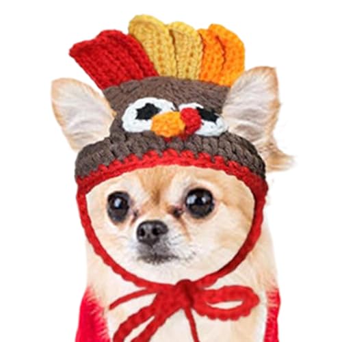 Handgefertigte Hundebekleidung, Thanksgiving-Haustierhut, Truthahn-Hut, Türkei-Katzenkostüm, Thanksgiving-Hundekostüm, Urlaubsthema, Truthahn-Hut, 30-35 cm für Hunde, Katzen, Welpen von Snsengg