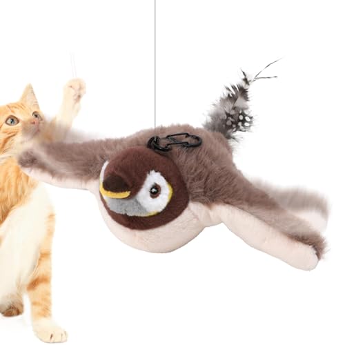 Interactive Cat Toy | Flapping Bird Plush | Usb Rechargeable Pet Toy | Simulation Sparrow Toy, Chirping Kitten Plaything, Motion-Activated Cat Toys, Fun Feline Accessory, Cat Teaser for Exercise von Snsengg