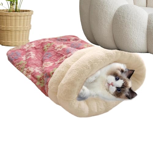 Katzenschlafsack, Burrow Hundebett, Indoor-Kätzchen-Schlafsack, Plüsch-Katzensack, 40 x 55 cm, Plüsch-Katzen-Winterschlafsack für Indoor-Kätzchen und Welpen, bunt von Snsengg