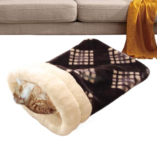 Katzenschlafsack, Burrow Hundebett, Indoor-Kätzchen-Schlafsack, Plüsch-Katzensack, 40 x 55 cm, Plüsch-Katzen-Winterschlafsack für Indoor-Kätzchen und Welpen, bunt von Snsengg