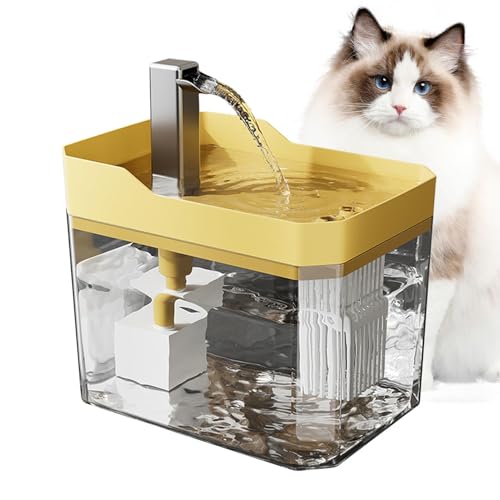 Snsengg Cat Water Dispenser | Cat Feeding Station | Automatic Pet Water Dispenser | Quiet Pet Water Fountain | 16.5x11.5x12cm/6.5x4.53x4.72 Inches, Any Household with Pets, White and Yellow von Snsengg