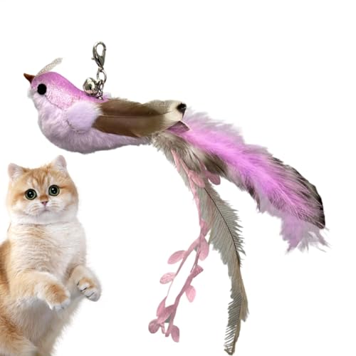 Snsengg Feather Fun Bird Cat Toy, Bird Toy for Cats, Interactive Kitten Exercise Toy, Cat Interactive Bird Toy with Feathers and Bells, 11.42x3.54x1.18 Inches Feather Bird Cat Toy for Playful Kittens von Snsengg