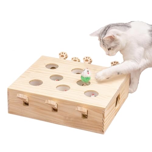 Snsengg Hide Seek Cat Toy, Kitten Wooden Hunting Toy, Interactive Cat Toy, Kitten Hunting Game, Pop and Play Hide and Seek Game for Kittens and Indoor Cats Interactive Wooden Hunting Toys for Kittens von Snsengg