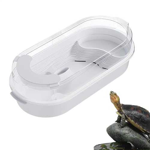 Snsengg Turtle Habitat, Clear Baby Turtle Aquarium, Reptile Desktop Tortoise Enclosure, 13.78x7.87x5.91 inches 4 Functional Areas, Basking Platforms for Turtles, Crayfish Crabs von Snsengg