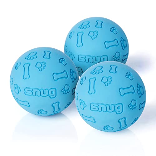 SnuG Gummi-Hundebälle für kleine und mittelgroße Hunde, Tennisballgröße, praktisch unzerstörbar, 3 Stück, Blau von SnuG