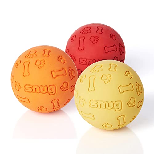 SnuG Gummi-Hundebälle für kleine und mittelgroße Hunde, Tennisballgröße, praktisch unzerstörbar, 3 Stück von SnuG