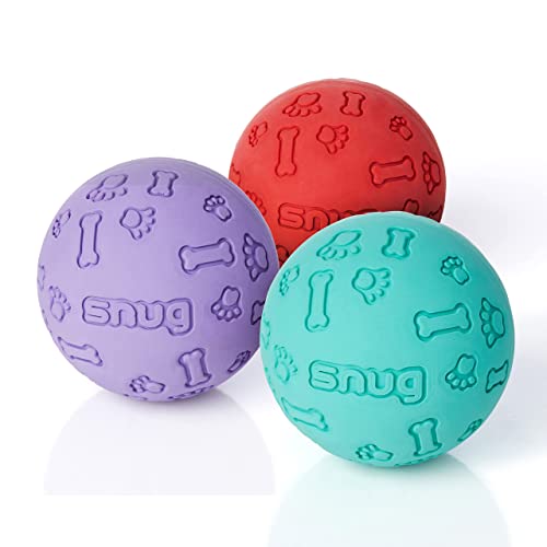 SnuG Gummi-Hundebälle für kleine und mittelgroße Hunde Aller Rassen, Tennisballgröße, praktisch unzerstörbar, 3 Stück von SnuG