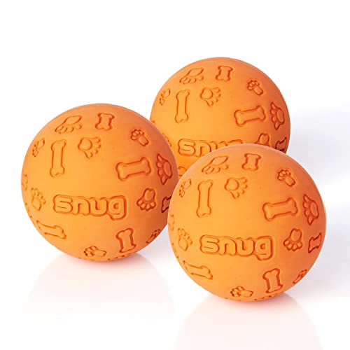 SnuG Hundebälle aus Gummi für kleine und mittelgroße Hunde – Tennisballgröße – praktisch unzerstörbar (3 Stück – Orange) von SnuG