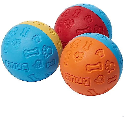 SnuG Hundebälle aus Gummi für kleine und mittelgroße Hunde – Tennisballgröße – praktisch unzerstörbar (3 Stück – Original) von SnuG