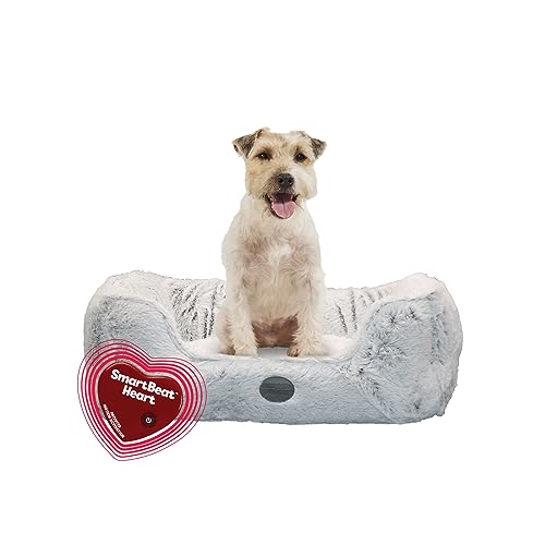 Snuggle Puppy SmartBeat™ Bed – Haustier-Angstlinderung und Beruhigung, waschbares Hundebett mit extra Plüsch, mittlere Größe für kleine und mittelgroße Hunde (grau) von Snuggle Puppy