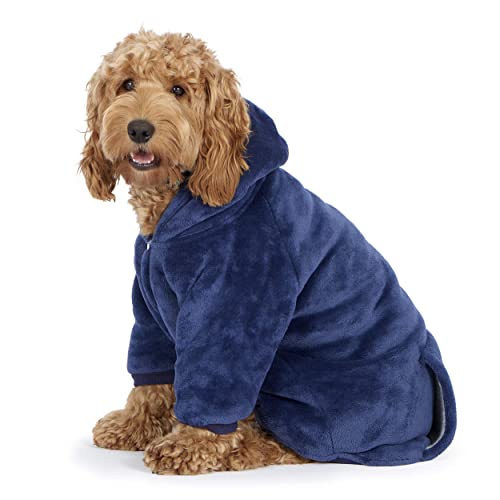 Snuggy Hundepullover - Kuscheliger, Flauschiger & Warmer Hundemantel mit Clip-Verschluss I Hochwertige, tragbare Hunde Hoodie I Niedliche Kleidung für kleine - mittelgroße Hunde - XL, Navy von Snuggy