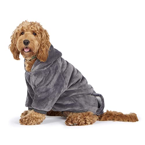 Snuggy Hundepullover - Kuscheliger, Flauschiger & warmer Hundemantel mit Clip-Verschluss I Hochwertige, tragbare Hunde Hoodie I Niedliche Kleidung für kleine - mittelgroße Hunde - XL, Grey von Snuggy