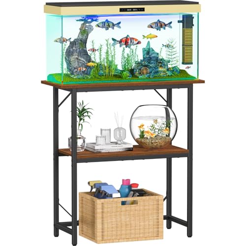 Snughome Aquarium-Ständer, 2-stöckig, robuster Terrarienständer für Zuhause, Büro, Aquarium, 76,2 cm L x 30 cm B x 78 cm H, rustikales Braun von Snughome