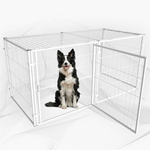 Snuowu 121,9 cm große Hundekäfig, großer Hundekäfig für kleine, mittelgroße und große Hunde, Welpenlaufstall, Haustierkäfig, extra groß XL XXL, Indoor Outdoor, Weiß von Snuowu