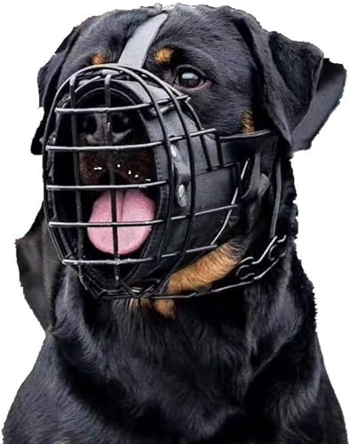 Verstellbarer Maulkorb aus Metall und Leder für Deutscher Schäferhund, Dobermann, Rottweiler und andere mittelgroße und große Hunde, ideal zum Trainieren, L von Sobeta