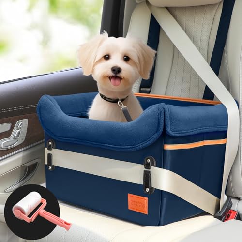 Hundeautositz – Hundebett für kleine Hunde, wasserdicht, Booster-Sitz, Clip-on-Geschirr und dicke Memory-Schaum-Polsterung, Haustier-Reisebett, kleiner Hunde-Autositzbezug für Rücksitz, von Soboll