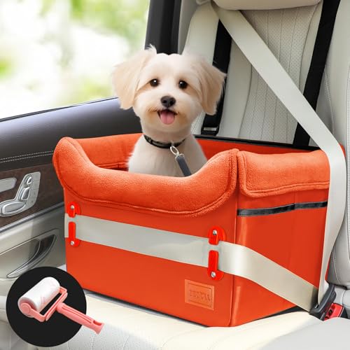 Hundeautositz – Hundebett für kleine Hunde, wasserdicht, Booster-Sitz, Clip-on-Geschirr und dicke Memory-Schaum-Polsterung, Haustier-Reisebett, kleiner Hunde-Autositzbezug für Rücksitz, von Soboll