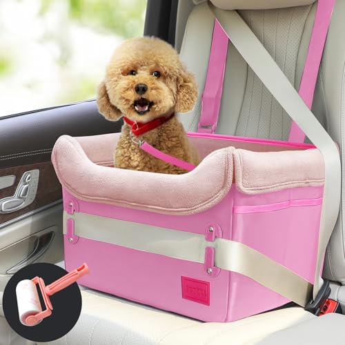 Hundeautositz – Hundebett für kleine Hunde, wasserdicht, Booster-Sitz, Clip-on-Geschirr und dicke Memory-Schaum-Polsterung, Haustier-Reisebett, kleine Hunde, Autositzbezug für Rücksitz, von Soboll