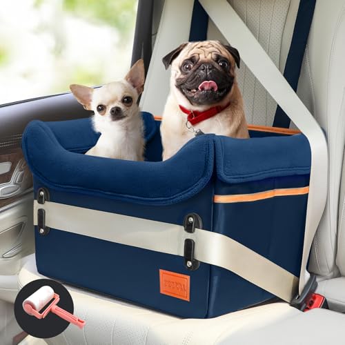 Hundeautositz – mittelgroßes Hundebett für kleine Hunde, wasserdicht, Booster-Sitz, Clip-on-Geschirr und dicke Memory-Schaum-Polsterung, Haustier-Reisebett, kleiner Hunde-Autositzbezug für Rücksitz, von Soboll