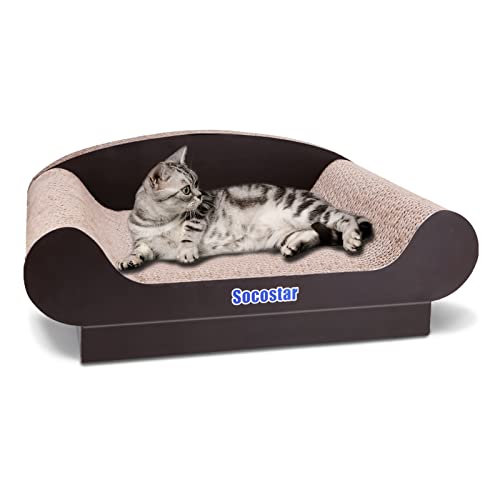 Socostar Katze Couch Bett Pad - Karton Kratzbaum - Faltbares Katzensofa für Indoor Katzen - Premium Katzenmöbel mit Katzenminze - Verschleißfestes und langlebiges Kratzbrett von Socostar